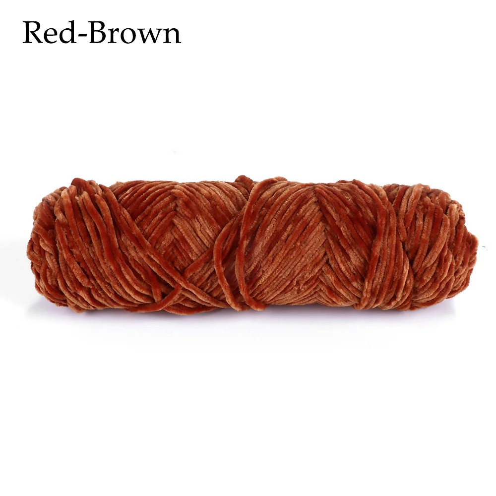 red-brown 1 шт., 100 г, 4 мм-5 мм, шенилловая пряжа, бархатная пряжа, текстурированный полиэстер, смешанный хлопок, предлагаем DIY свитер, шарф, линия, шерстяная пряжа - Цвет: red-brown