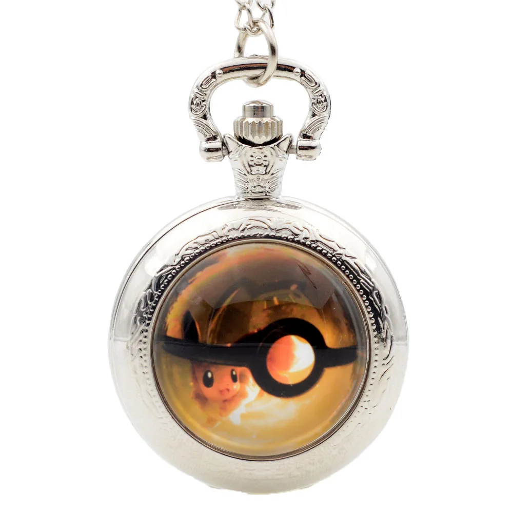 Pikachu PocketMonster Pokemon Genie Orange Ball Go Quartz Pocket Watch Pendant Necklace Men Women Chain Girls Boys Gift | Наручные часы