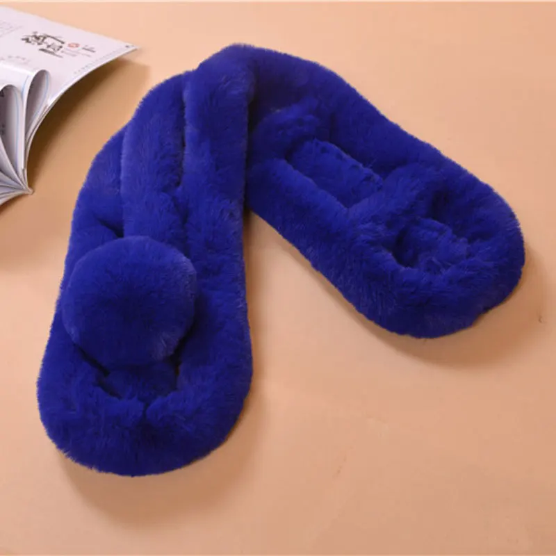 Качество Леди Настоящее Рекс кролика шарф Женщины Зима Шеи Теплый платок