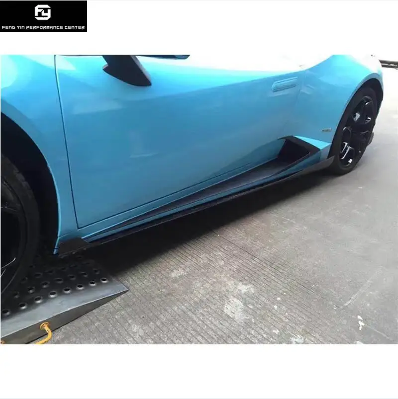 side skirts LP610 DMC Стиль углеродного волокна передний бампер сплиттеры задний диффузор боковые юбки задний спойлер для Lamborghini Huracan LP610 14-17 - Цвет: side skirts