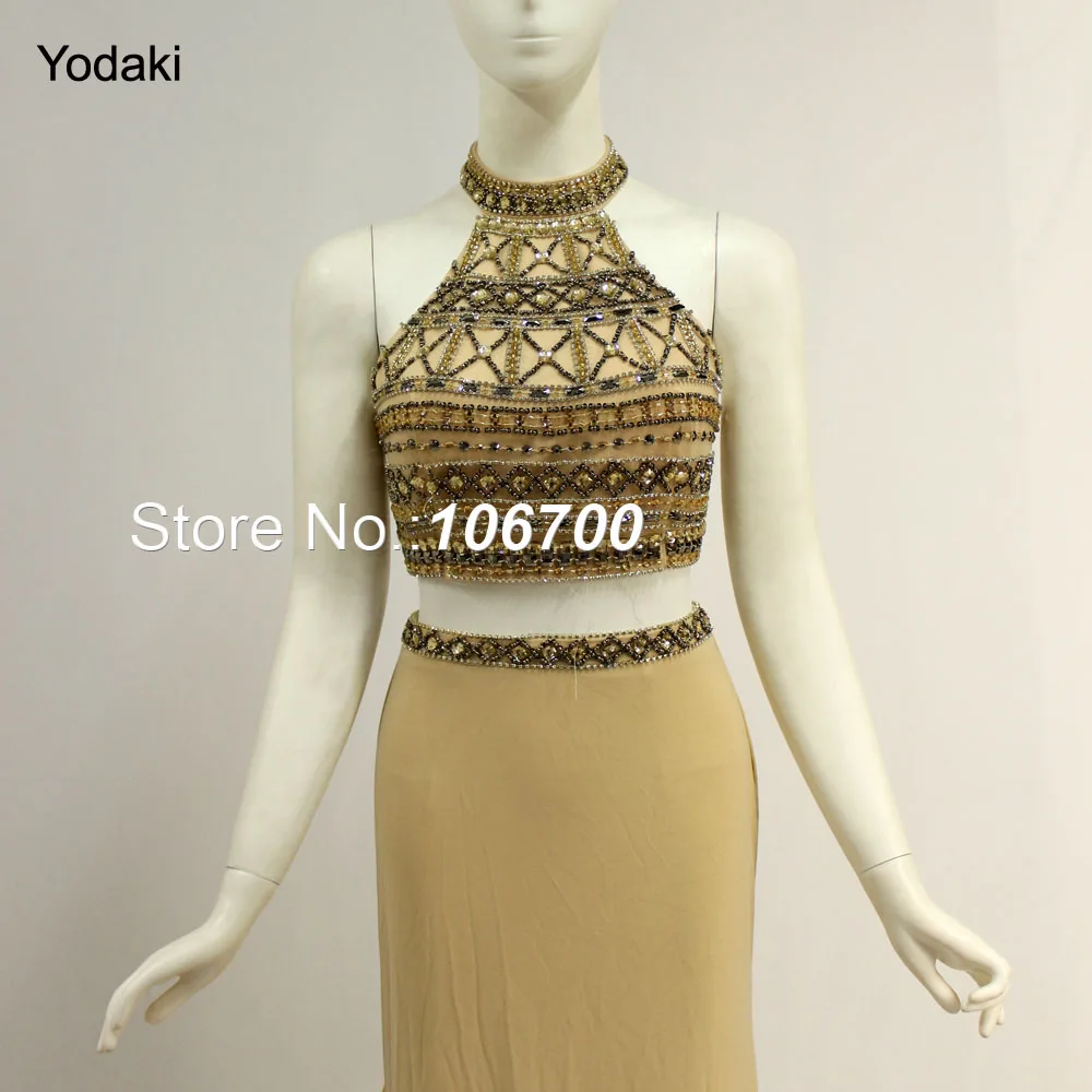 Блестящее платье с кристаллами и бусинами для выпускного бала из 2 предметов 2018