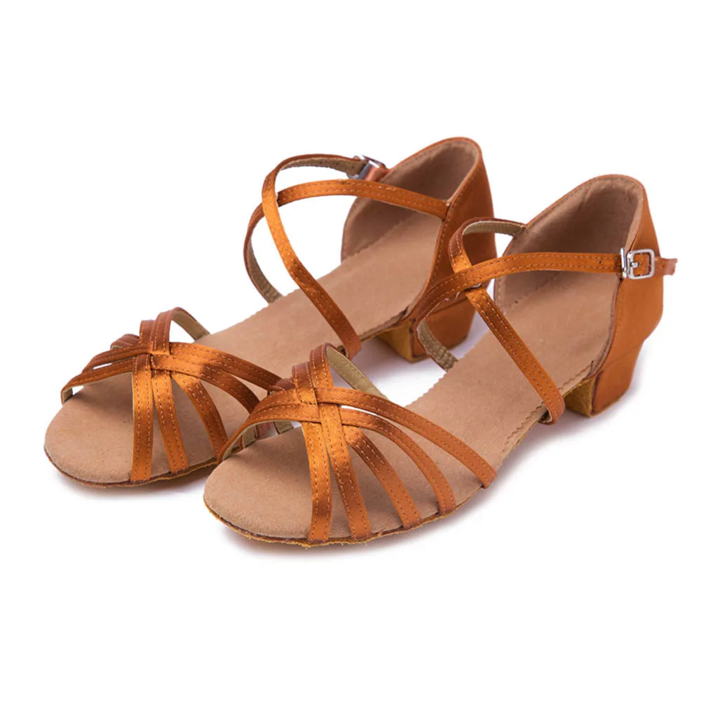 Детская Женская обувь для латинских танцев девочек танго на низком каблуке