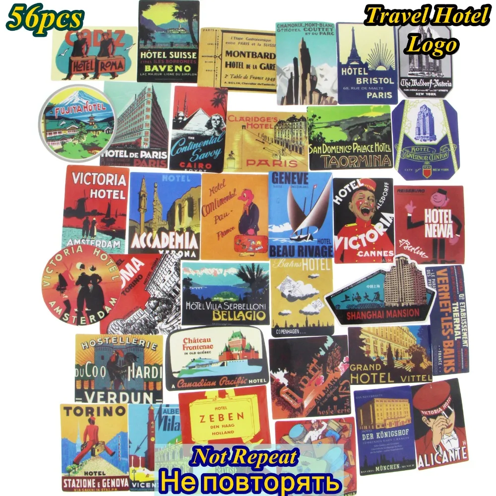 56 шт. наклейки с логотипом в стиле ретро для путешествий отеля JDM