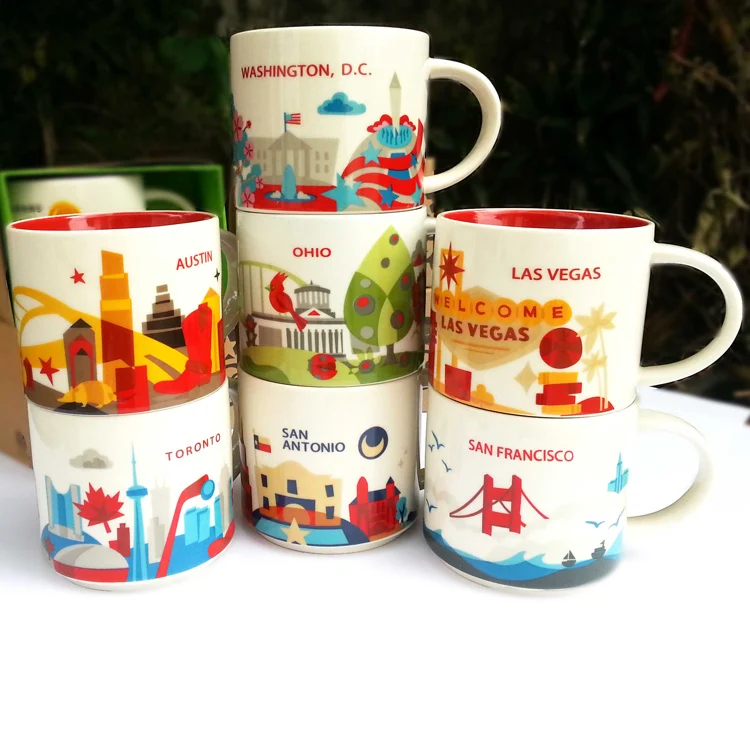 Глобальный коллекция Керамика кружка с изображением города США Город костяной