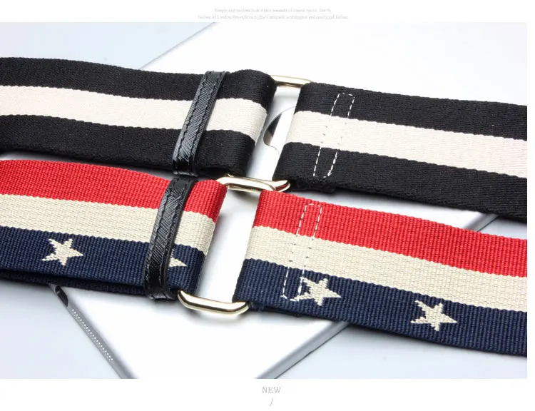 Новинка 2019 Сменный ремень в полоску со звездами из нейлона и спилка с отделкой от