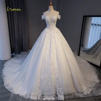 loverxu gorgeous appliques lace chapel train a line wedding dress 2021 luxury beaded boat neck sexy bridal gown vestido de noiva