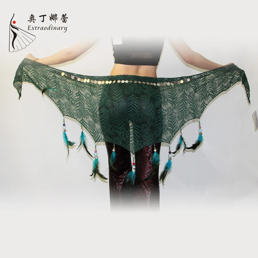 Платок с бахромой и перьями для танца живота|coin belt|fringe hip scarfhip scarf |