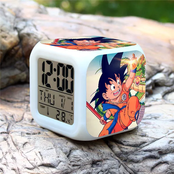 Dragon Ball Z серии LED 7 цветов вспышки света цифровой будильник Дети Часы Фигурки игрушки для детей - Цвет: Цвет: желтый