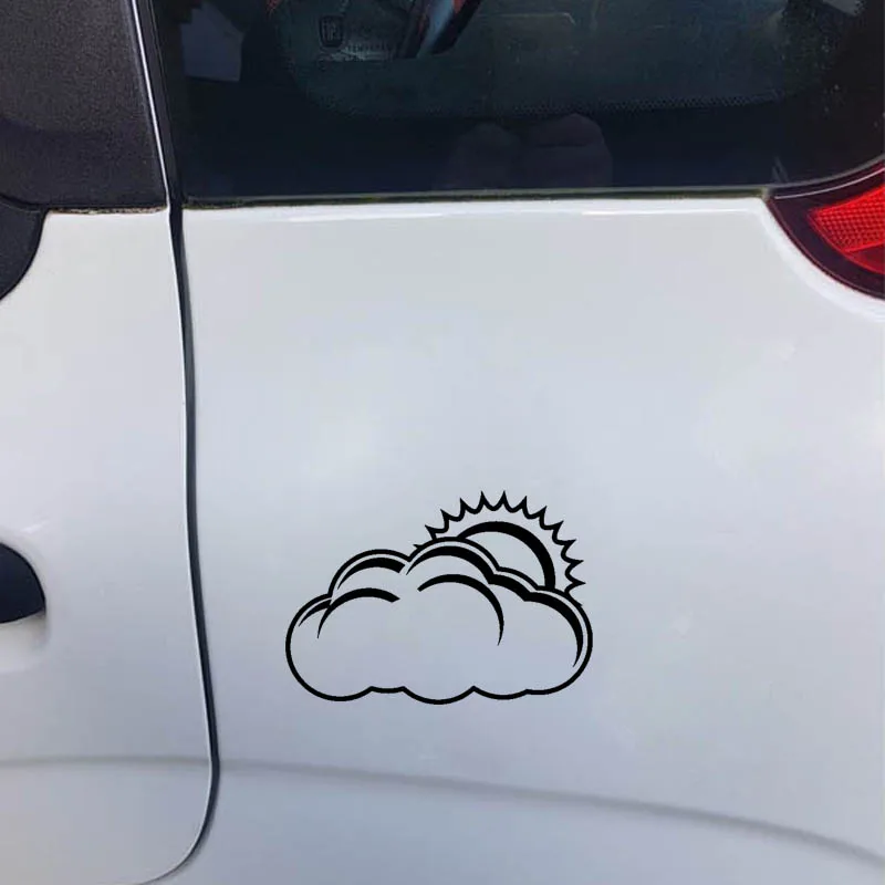 

YJZT 14.6CM*10.1CM Nifty Dazzling Minimalist Sun And Cloud Artistic Delicate Vinyl Decal Car Sticker Black/Silver C19-1599