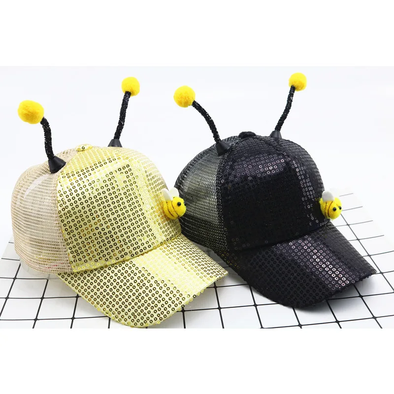 Детская бейсболка Bling Little Bee блестящая Кепка в стиле хип-хоп детская шапка с
