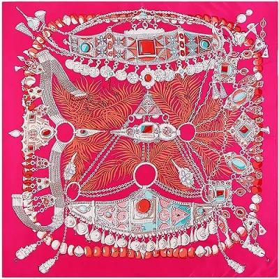Red POBING шелковый шарф женский европейский Драгоценный Камень Корона Шелковый платок квадратные шарфы люксового бренда леди бандана большие обертывания женский большой хиджаб - Цвет: Red