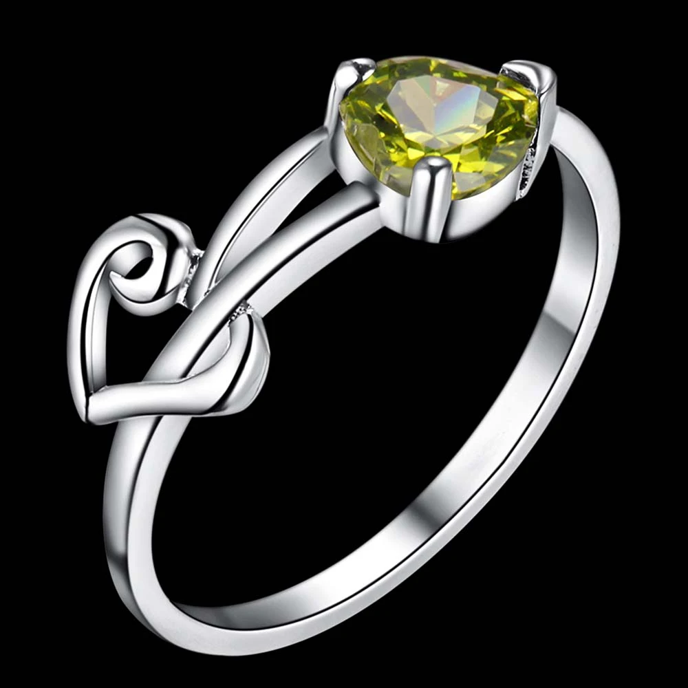 Серебряное кольцо с темно-зеленым Цирконом love heart модное серебряное ювелирное
