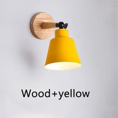Wood yellow Деревянный светодиодный настенный светильник, современный настенный светильник в скандинавском стиле, прикроватные Настенные светильники для спальни - Цвет абажура: Wood yellow