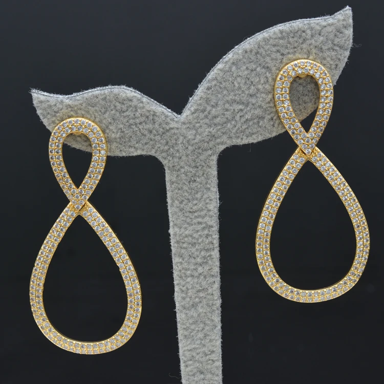 

Figure8 infinite logo earrings real cubic zirconia long earrings women's party fashion accessories