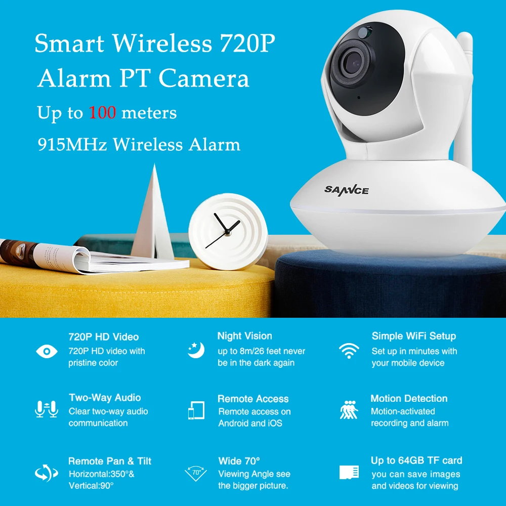 SANNCE 915 МГц супер беспроводная ip-камера сигнализации 720 P Wi-Fi сеть наблюдения Wifi