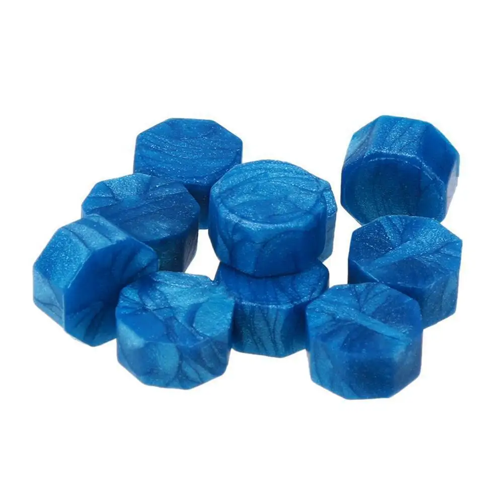 Sky blue 100 шт Восьмиугольные уплотнительные восковые бусины, набор латунных штампов, бисерные воски для свадебного поста, винтажный декор, инструменты для изготовления открыток - Цвет: Sky blue