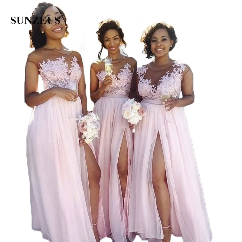 ТРАПЕЦИЕВИДНОЕ розовое платье подружки невесты с рукавами крылышками и