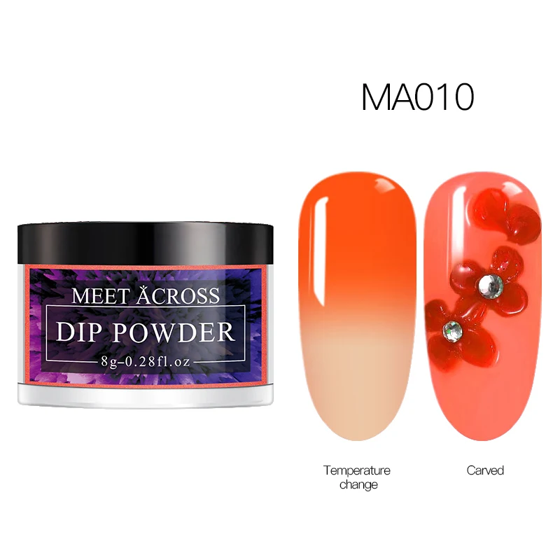 MEET ACROSS 8g Thermal Color Changing Dipping Nail Powder Temperature Change Acrylic Glitter Dust Pigment Natural Dry Decoration - Цвет: AS04108