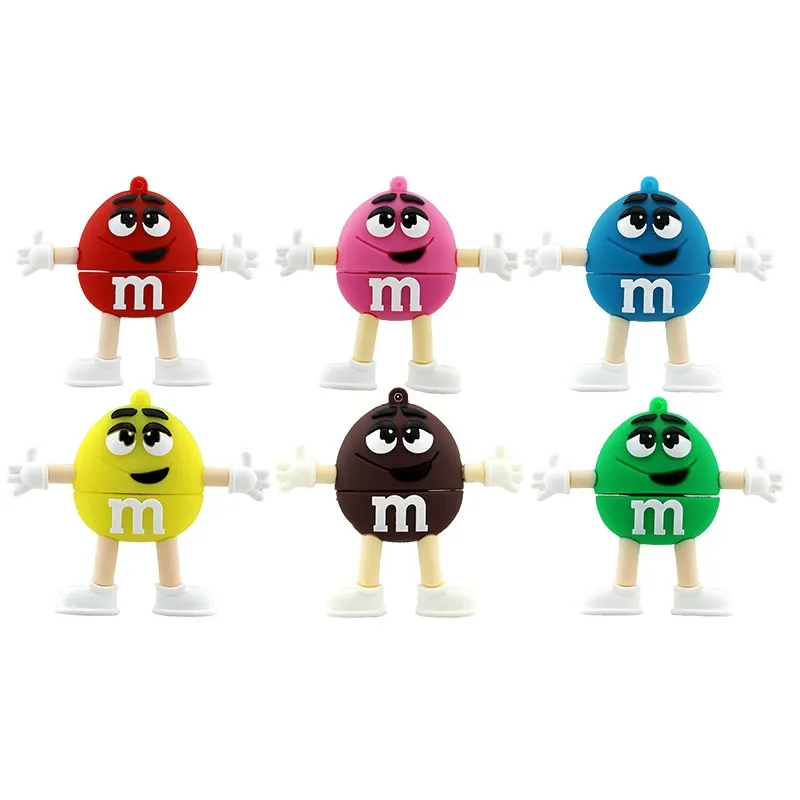 Милый мультяшный usb-накопитель M& M Rainbow Bean, 4 ГБ, 8 ГБ, 16 ГБ, 32 ГБ, 64 ГБ, флеш-накопитель USB 2,0, флеш-карта памяти, 6 цветов на выбор
