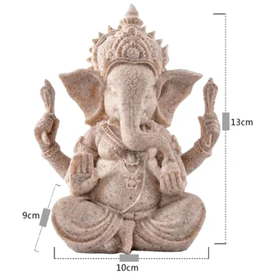 Ganesha buddha Ермакова Таиланд песчаник статуя Будды фэншуй удача индуистская скульптура ручной работы медитация Будда Статуэтка украшение дома - Цвет: Ganesha buddha