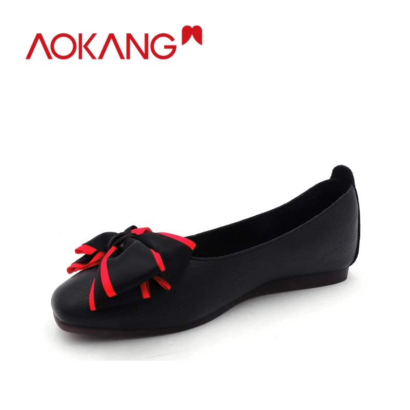 AOKANG/2019 г. лоферы на плоской подошве сезон весна лето удобная женская обувь с