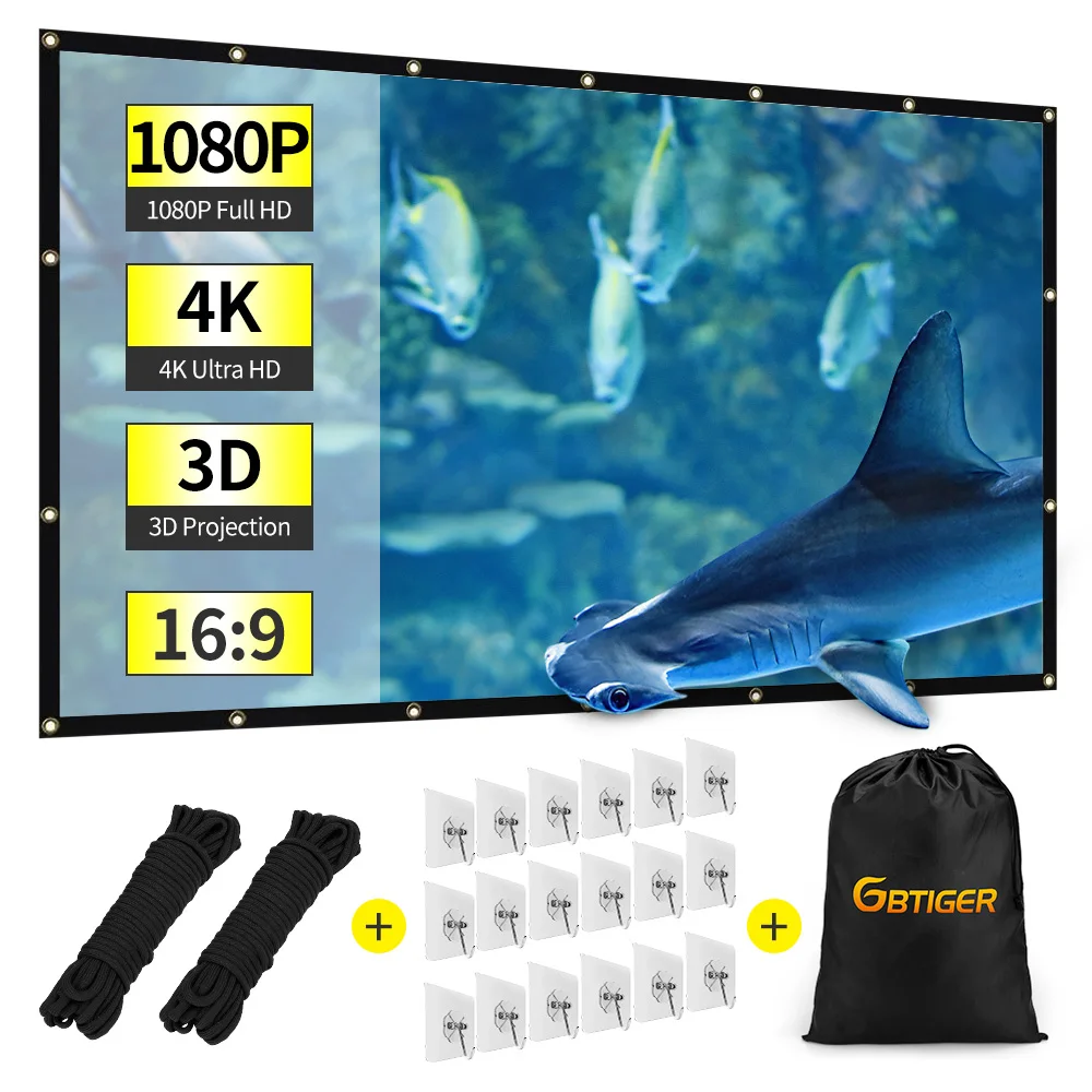 NNTLM-120 экран проектора 120 ''16:9 FHD 4K экран 265*149 см складной Анти-складки портативный проектор экран для наружных Вечерние