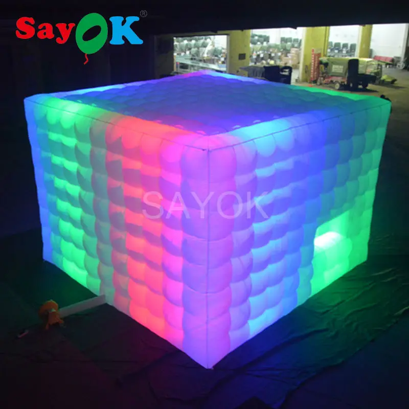 للبيع جميلة 6 متر * 6 متر * 2.5 متر نفخ خيمة المعرض خيمة نفخ مكعب مع متعدد الألوان أضواء Led ل عرس حزب زينة