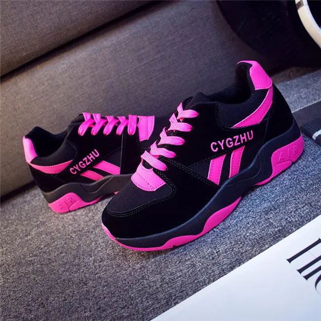 pink Dropshipping Women Flat Shoes Sneakers Breathable Casual Shoes Woman Tenis Feminino Lace-up zapatillas mujer XYZ135 - Цвет: pink
