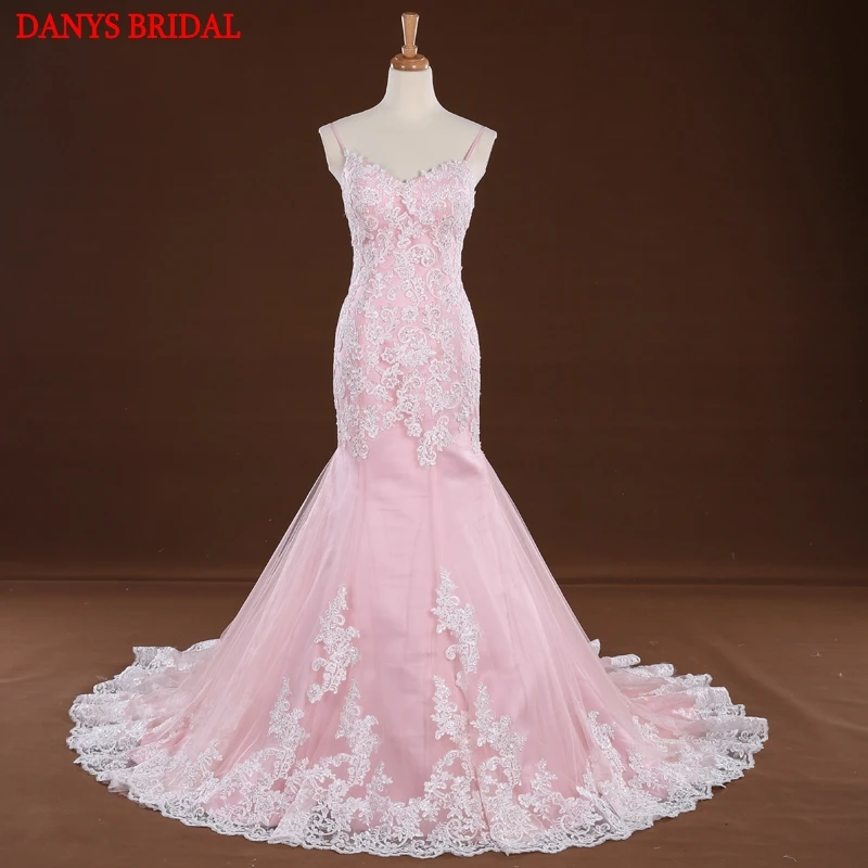 

Женское длинное вечернее платье-русалка, розовое кружевное платье на тонких бретельках, длинное платье для вечерние