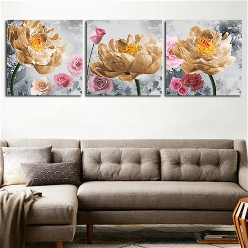 Настенная живопись 3 штуки картина с красивыми цветами пейзаж холст настенный