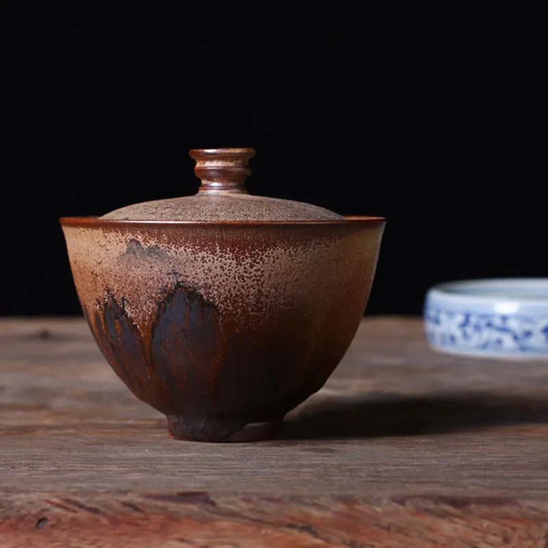 130 мл Цзиндэчжэнь ручная работа грубая керамика Gaiwan ручная роспись Керамическая супница чайная чашка винтажный чайный набор кунг-фу чайные чаши чайные горшки