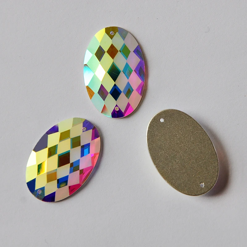 2051TH Oval AB Matte 2 Holes Rhinestones Sew on Strass AAAAA Crystal stones for Clothing Shoes Textil | Дом и сад
