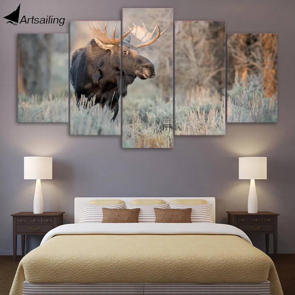 5 шт. декоративные картины с изображением оленя|prints and posters|hd prints5 piece canvas art |