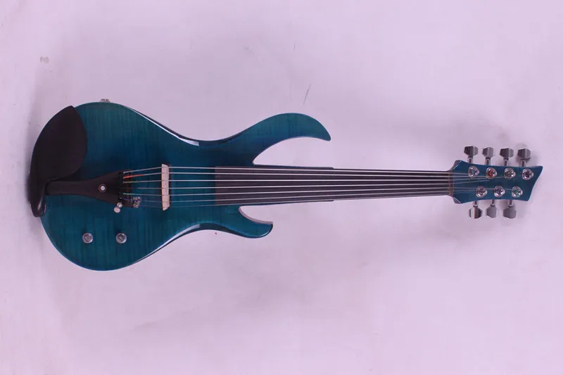 Темно-синий 7 струнные Электрические скрипки Новый 4/4 Пламя гитара Форма твердой