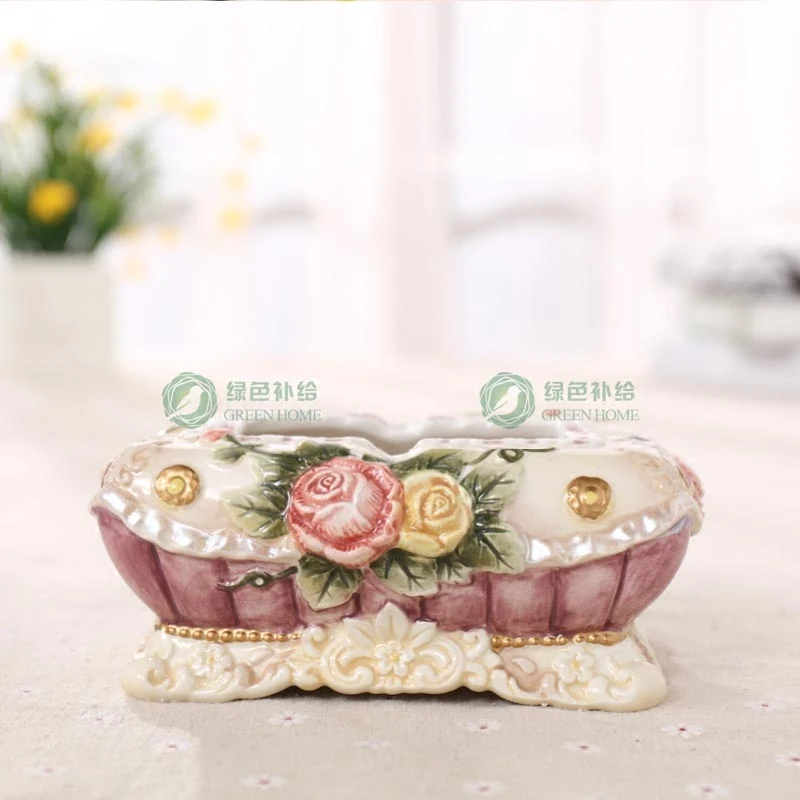 

Керамическая пепельница с цветами, домашний декор, поделки, украшение для комнаты, фарфоровые статуэтки, офисное свадебное украшение, розов...
