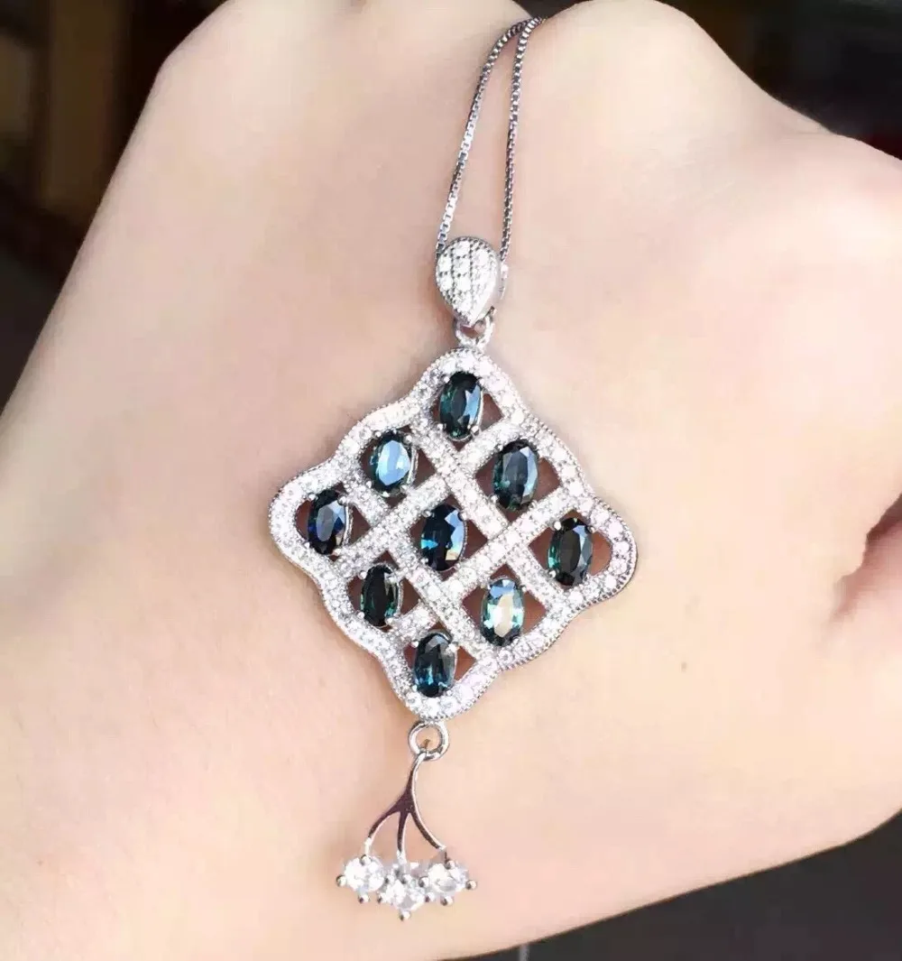 

Sapphire pendant necklace Natural and Real sapphire 925 sterling silver pendant