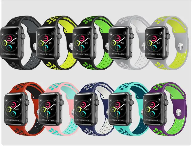 Силиконовый каучуковый ремешок для наручных часов Apple Watch, версии series1/2/3/4/5 резиновый браслет для наручных часов iwatch, ремешок 38 мм, 40 мм 42 44 мм