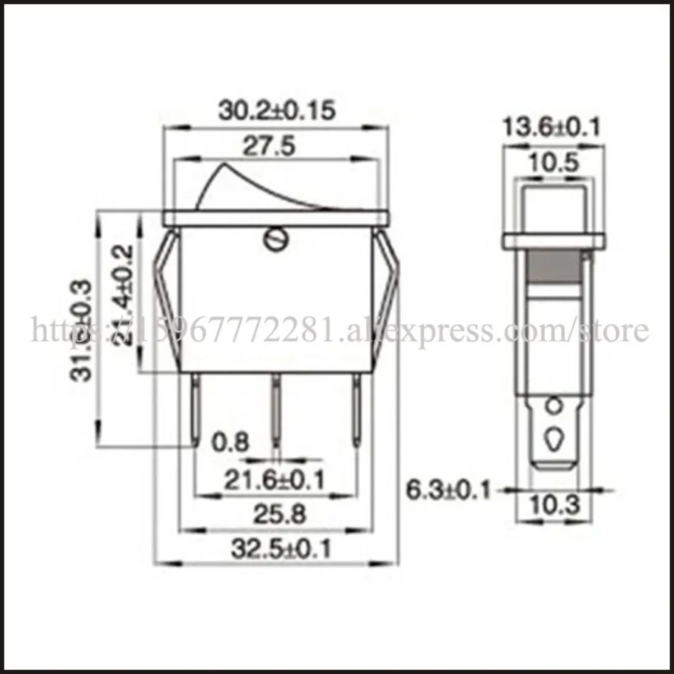 100 шт. автомобиль Rocke переключатель KCD3 101N светодиодный светильник SPST 3PIN вкл/выкл