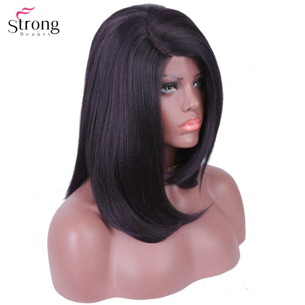 ZYlfw-103 2-purple StrongBeauty синтетические парики на шнурках спереди для женщин черные длинные Yaki прямой многослойный парик в Африканском и американском стиле - Цвет: ZYlfw-103 2-purple