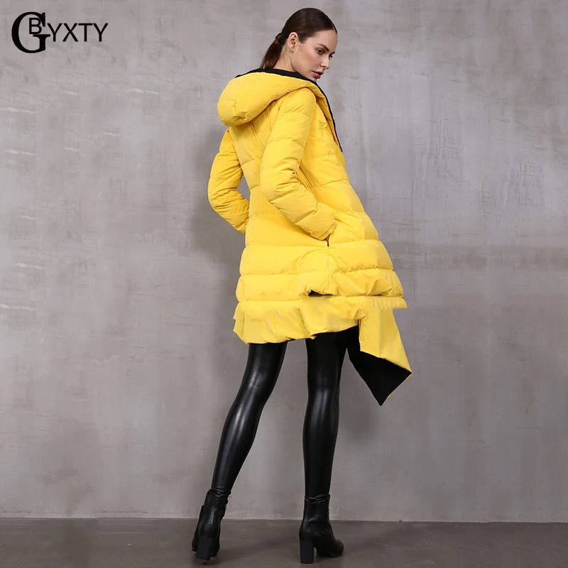 GBYXTY, парка, mujer, женский зимний длинный пуховик, Двусторонняя одежда, необычное пуховое пальто, парка Mujer, ZA1560