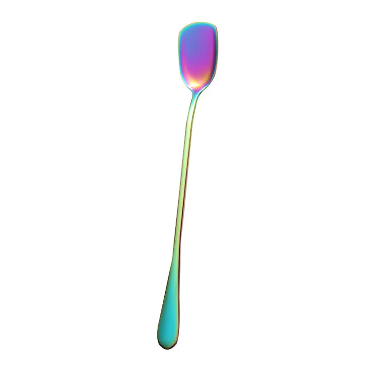 colorful Многофункциональные Коктейльные ложки из нержавеющей стали, Золотая мешалка, барная посуда, ложка для смешивания фруктового сока, мороженого, десерта, чая, кофе, совок - Цвет: colorful