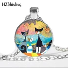 Кулон стеклянный с изображением кошек, новый дизайн NS-00750, красочные украшения ручной работы для любителей животных HZ1, семейное ожерелье