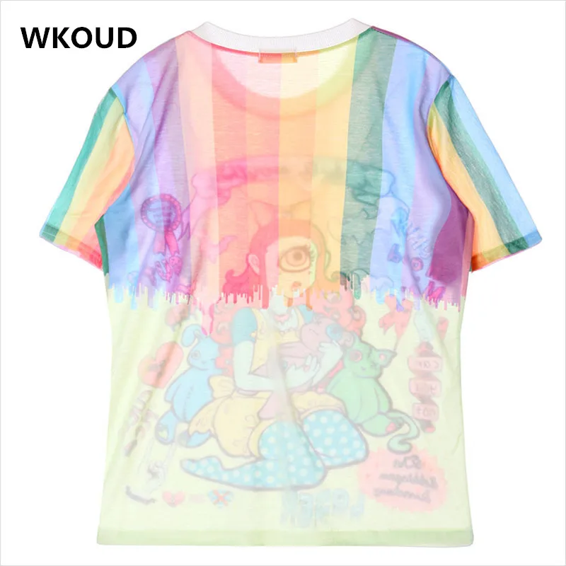 Футболка Wkoud с принтом персонажа женская летняя футболка в стиле Харадзюку новые
