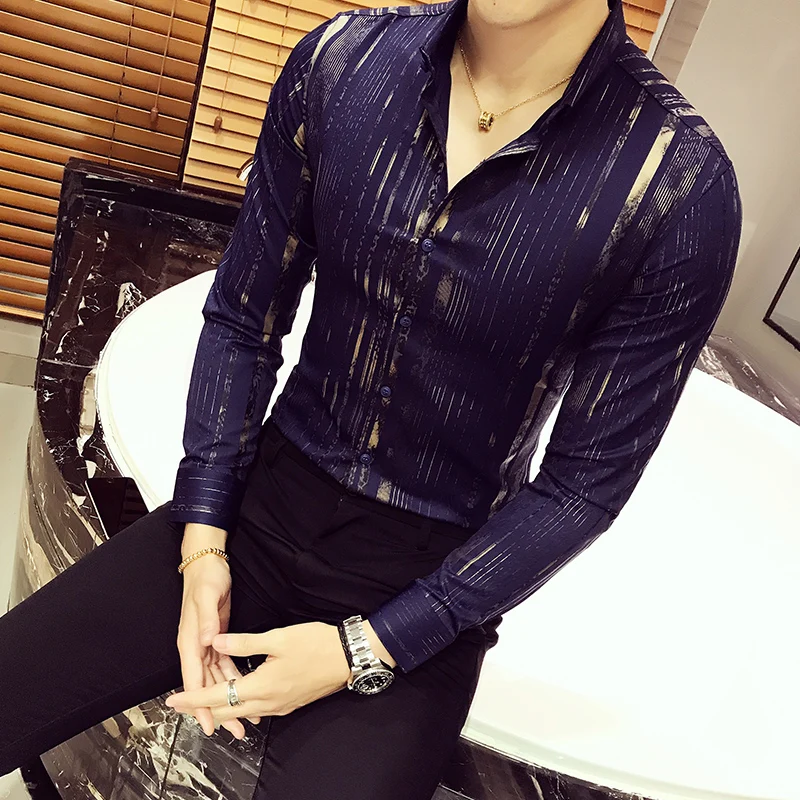 

men shirt 5210-F45* main push city, Korean version, long sleeve shirt, men buckle collar business
