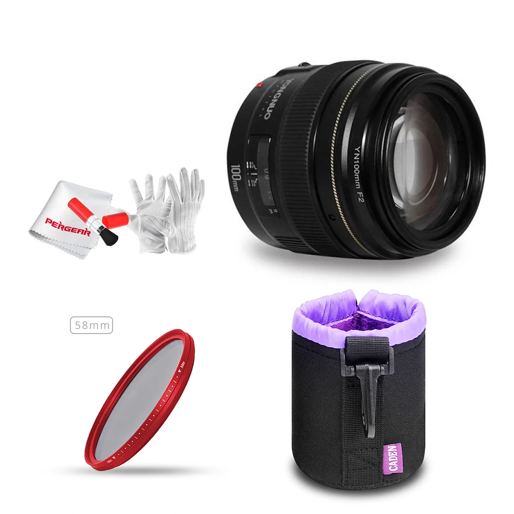 Объектив YONGNUO 100 мм F2.0 Medium Telephoto Prime AF/MF ручной фокус Caden Bag FOTGA фильтр для камеры Nikon