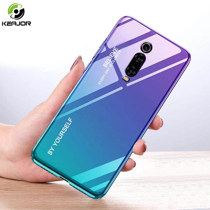 Keajor Case For Xiaomi Redmi K20 Mi9T Pro Gradient Tempered Glass Bumper Fundas Luxury Back Cover Mi 9t K20Pro |