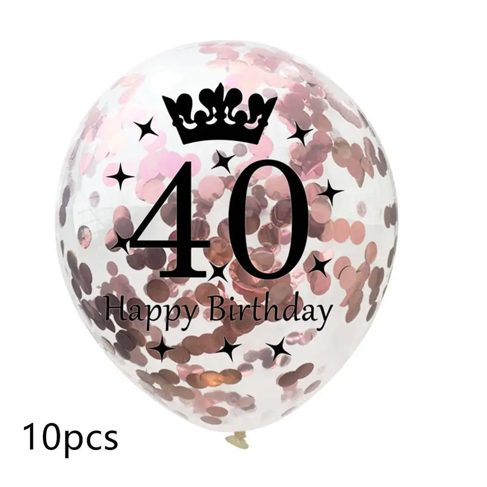 10pcs 10 шт 12 дюймов прозрачные блесток баллоны 16/18/21/30/40/50/60/70/80/90 лет конфетти воздушные шары для дня рождения вечерние украшения - Цвет: 10pcs