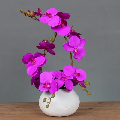 purple Высокая имитация bosai реальный сенсорный икебана искусственная Орхидея, Бабочка Цветы композиции Орхидея цветоводство горшок культуры костюмы - Цвет: purple
