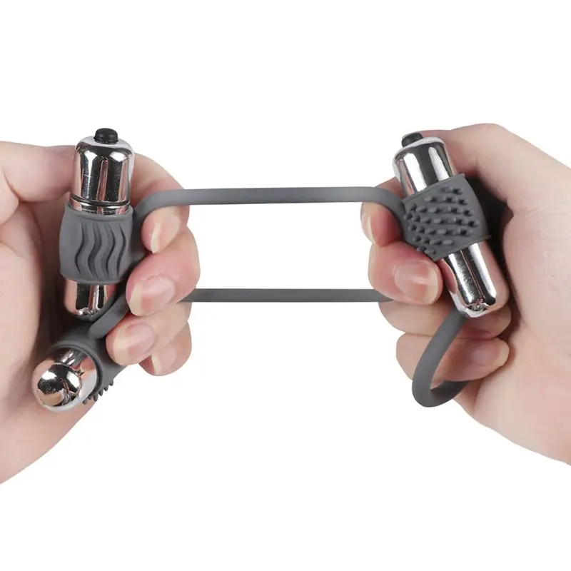 Силиконовая Тройная стимуляция вибрационное кольцо на член задержка