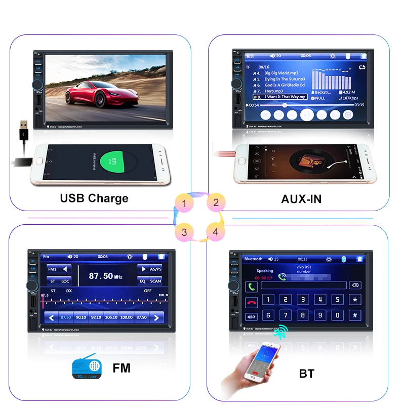 HD 7 &quotАвторадио 2 Din автомобильное радио Кош рекордер сенсорный экран аудио